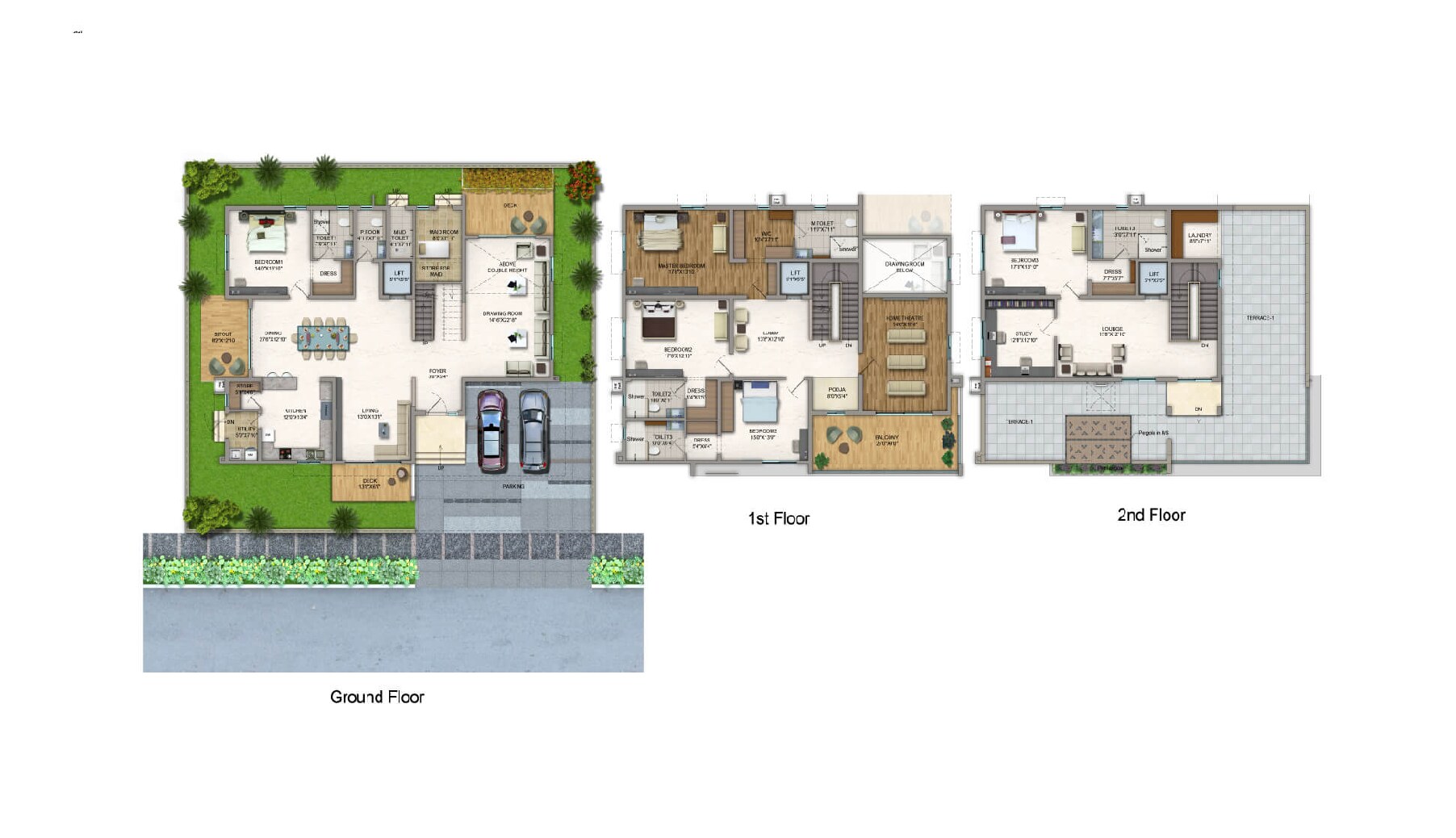 Floor plan of 5 BHK 6000 Sq. Ft. Villa in Vertex Kingston Park, Hyderabad