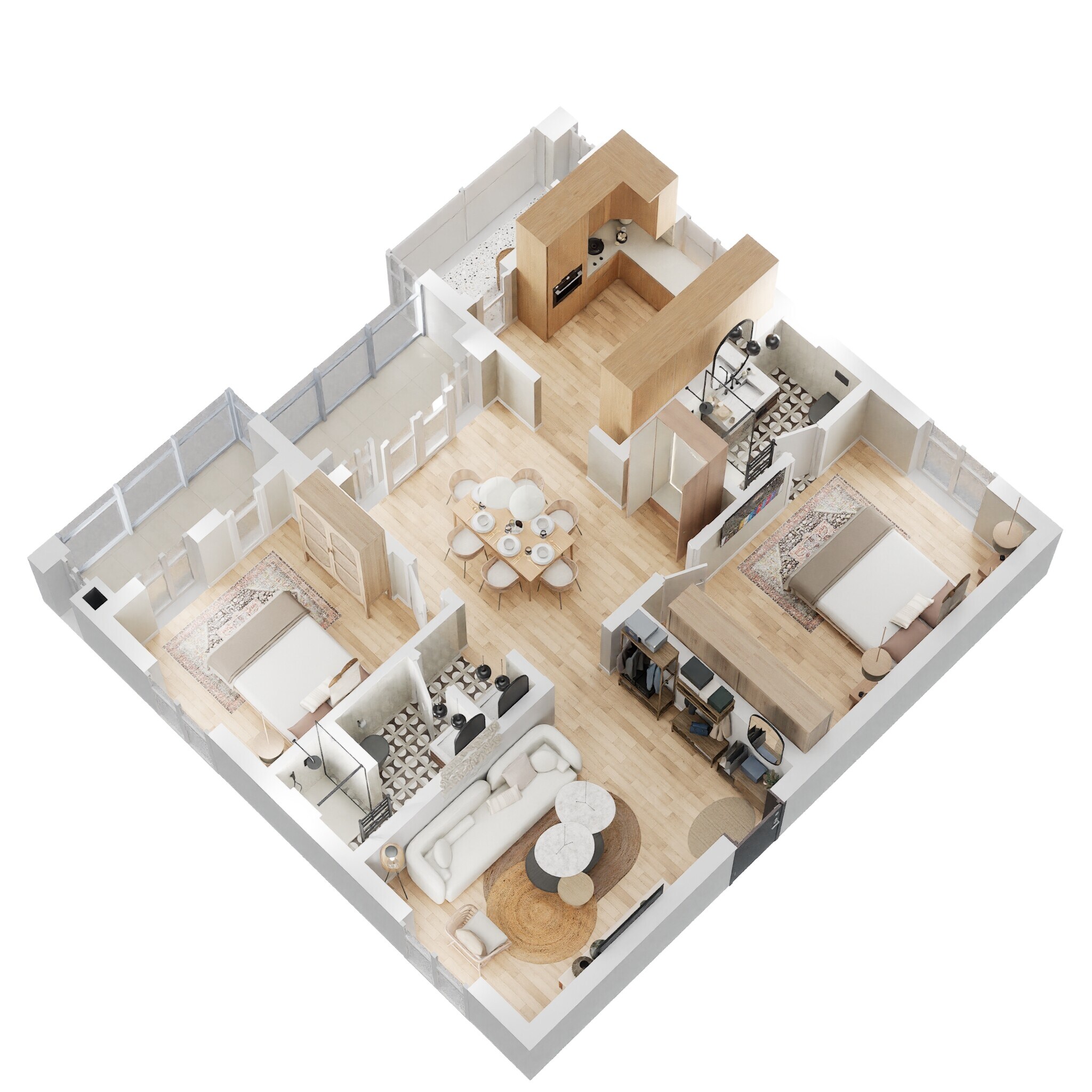 Floor plan of 2 BHK 1270 Sq. Ft. Apartment in Vertex Panache, Hyderabad