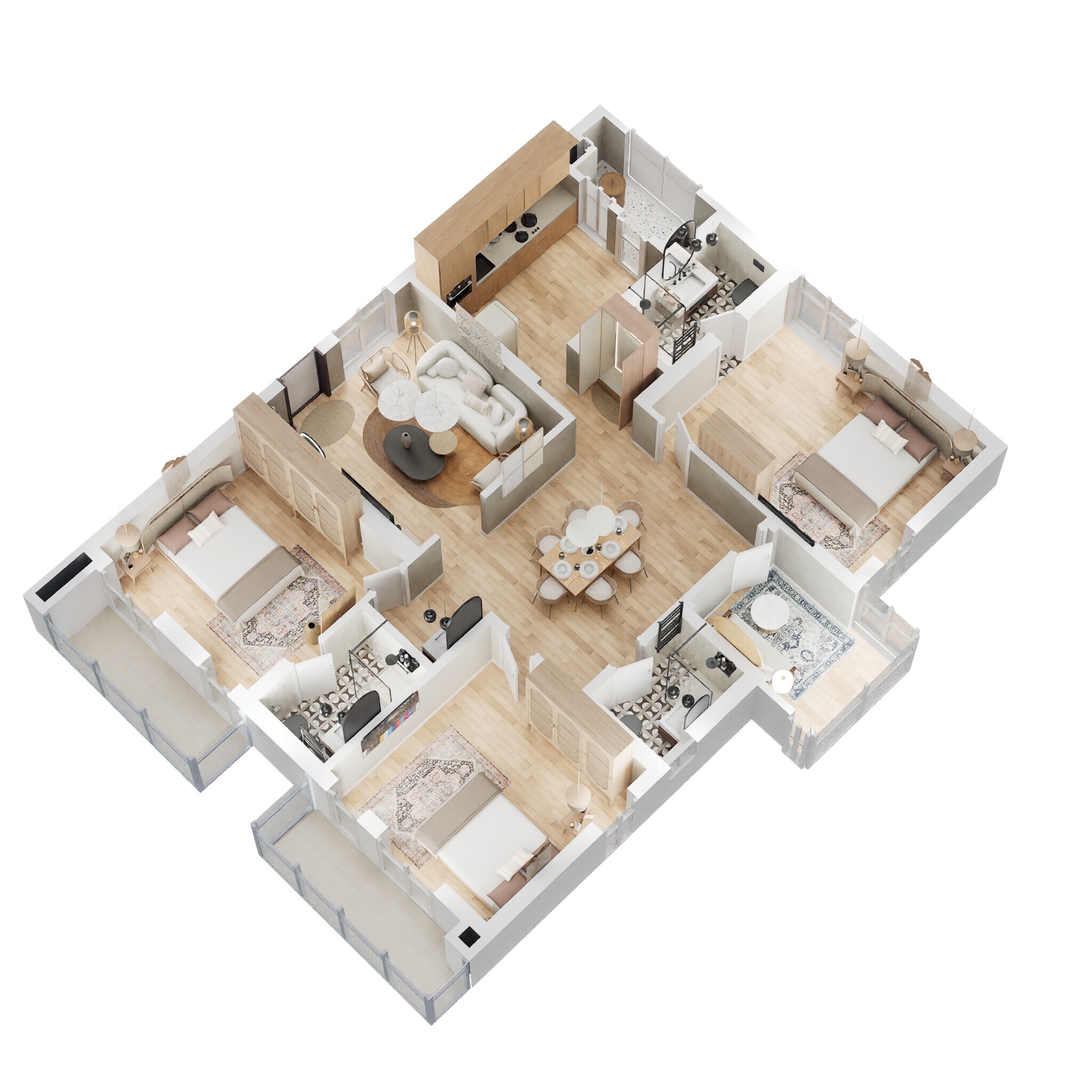 Floor plan of 3 BHK 1675 Sq. Ft. Apartment in Vertex Panache, Hyderabad