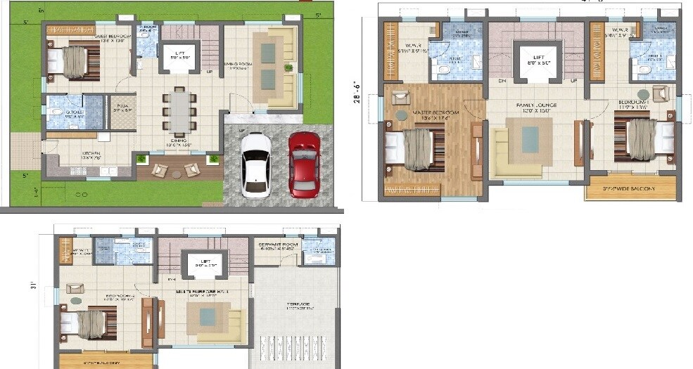 Floor plan of 4 BHK 3244 Sq. Ft. Villa in Vessella Woods, Hyderabad