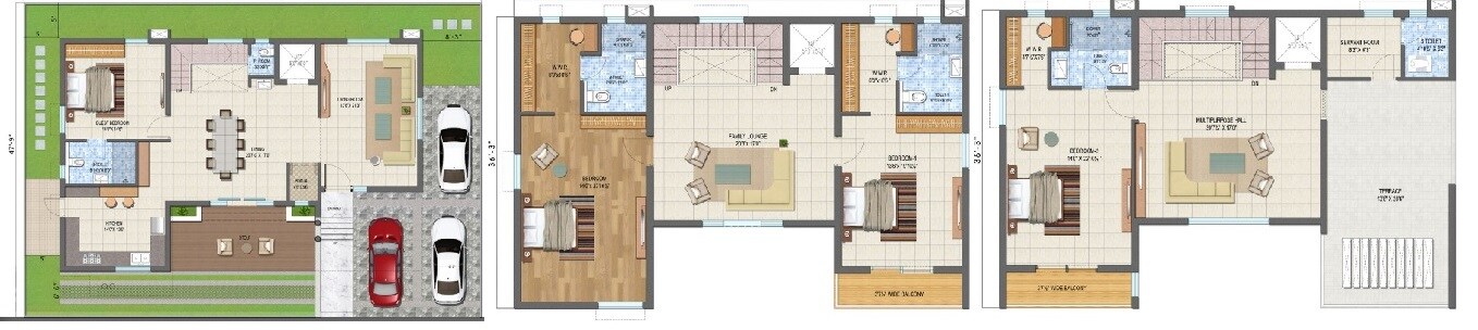 Floor plan of 4 BHK 4467 Sq. Ft. Villa in Vessella Woods, Hyderabad
