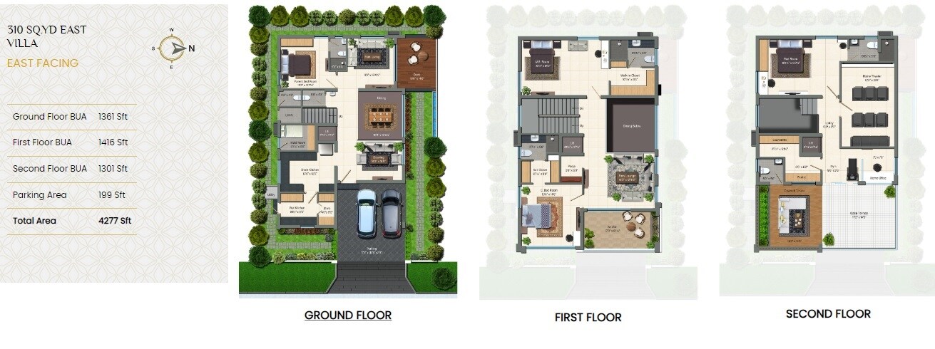 Floor plan of 4 BHK 4277 Sq. Ft. Apartment in Vijayakalpa Kshetra, Hyderabad