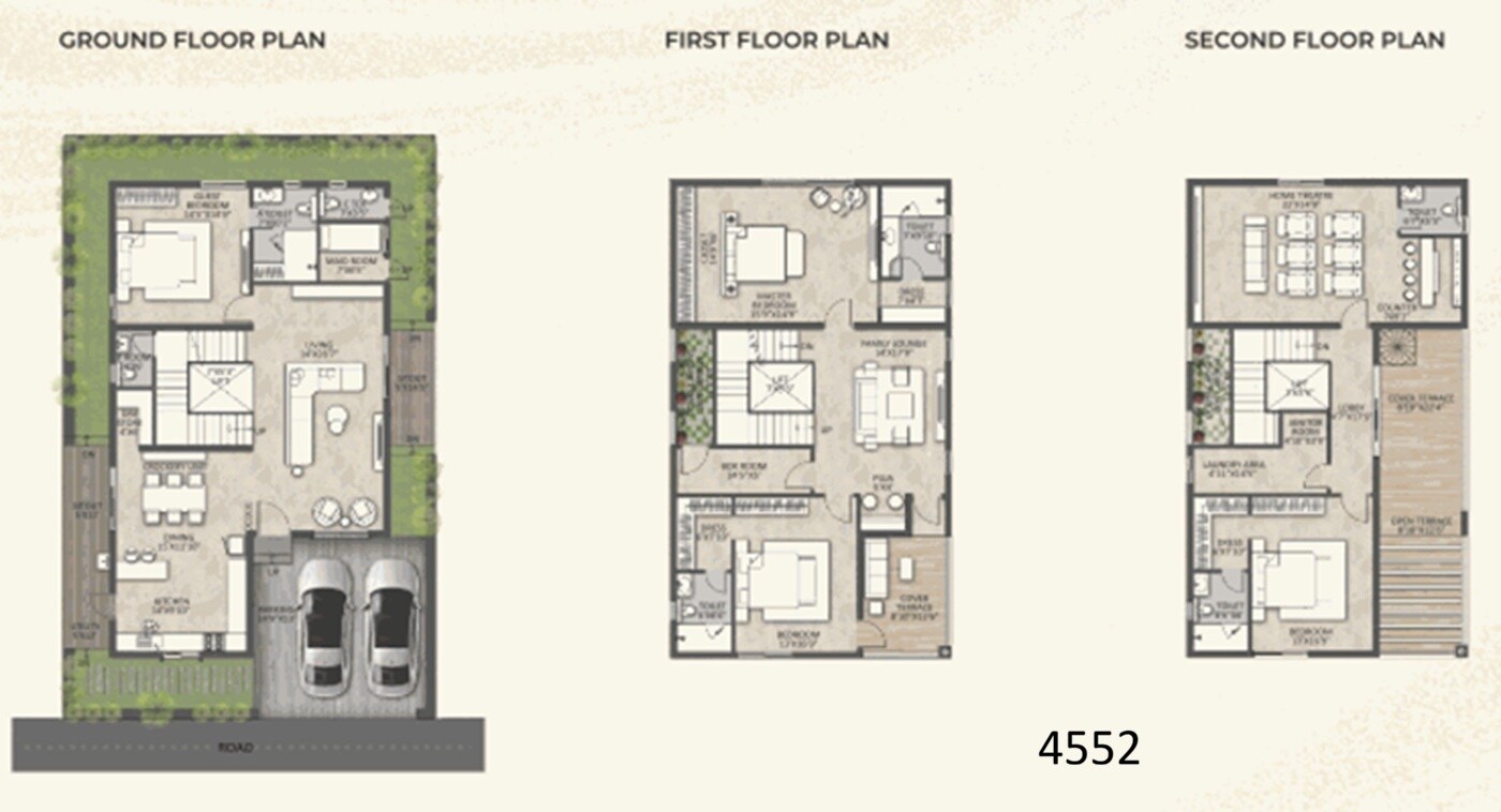 Floor plan of 4 BHK 4552 Sq. Ft. Villa in Vijetha Vaibhogam, Hyderabad