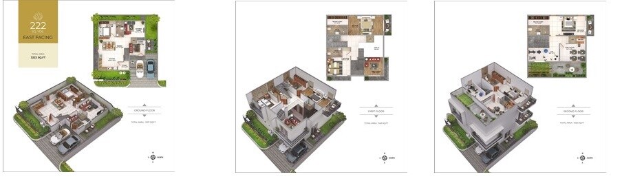 Floor plan of 4 BHK 3212 Sq. Ft. Villa in Vishal Sanjivini, Hyderabad