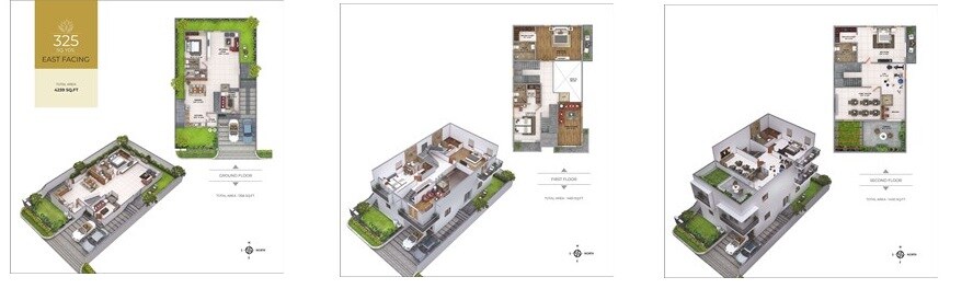 Floor plan of 4 BHK 4282 Sq. Ft. Villa in Vishal Sanjivini, Hyderabad