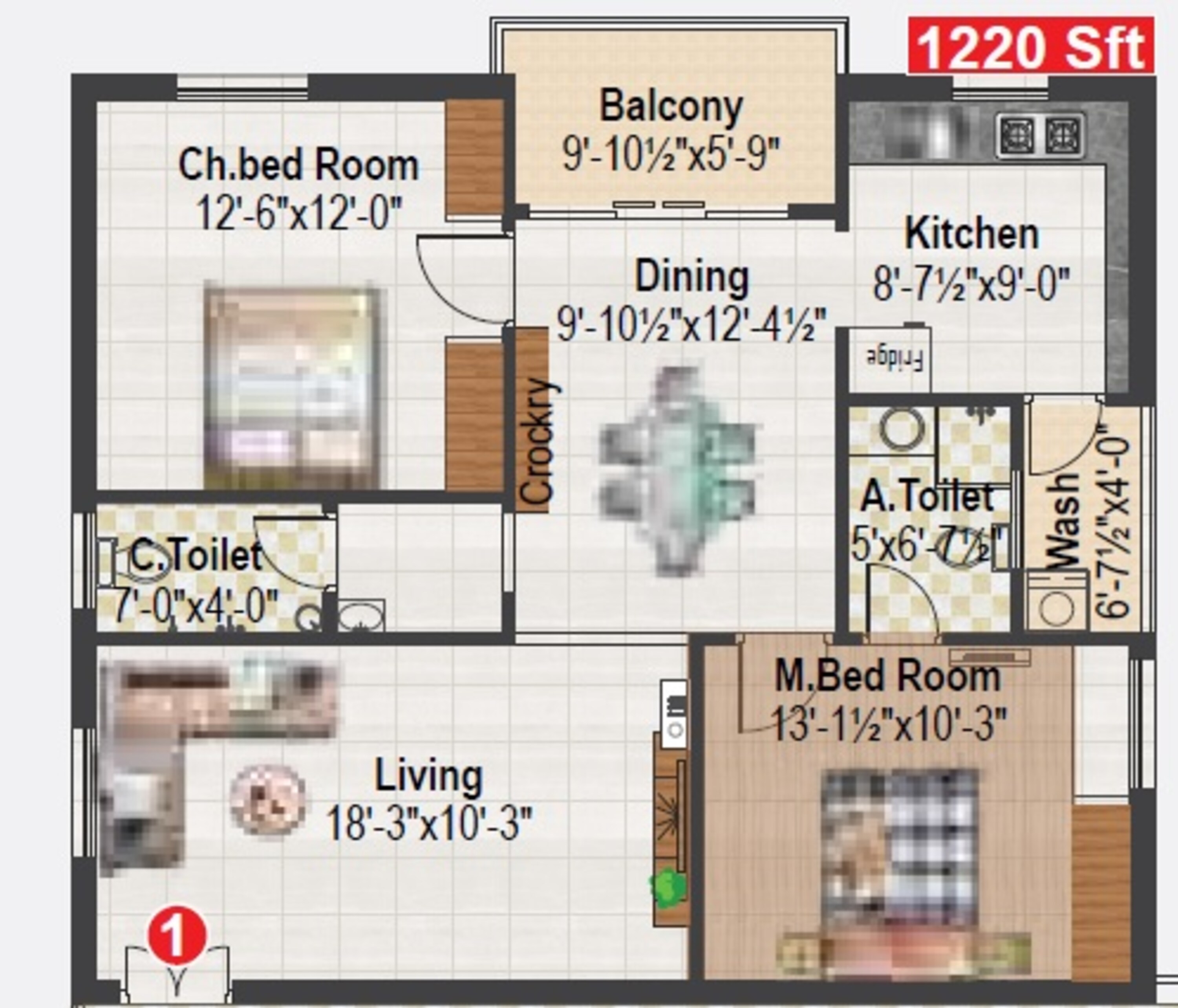 2 BHK 1220 Sq. Ft. Apartment in Vision Cascade Greens