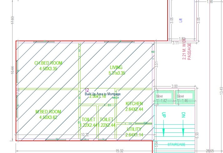 Floor plan of 2 BHK 1060 Sq. Ft. Apartment in Vision Kotha Ponnamma Estate, Hyderabad