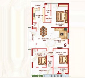 3 BHK 1815 Sq. Ft. Apartment in Vision Towers Turkayamjal