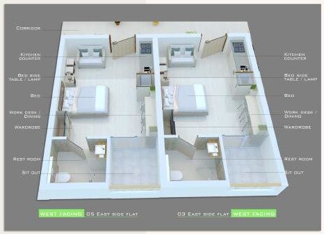 Floor plan of 2 BHK 827 Sq. Ft. Apartment in Viya Sindhu One, Hyderabad