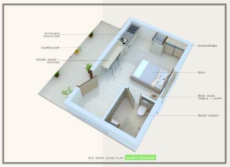 Floor plan of 365 Sq. Ft. Studio in Viya Sindhu One, Hyderabad