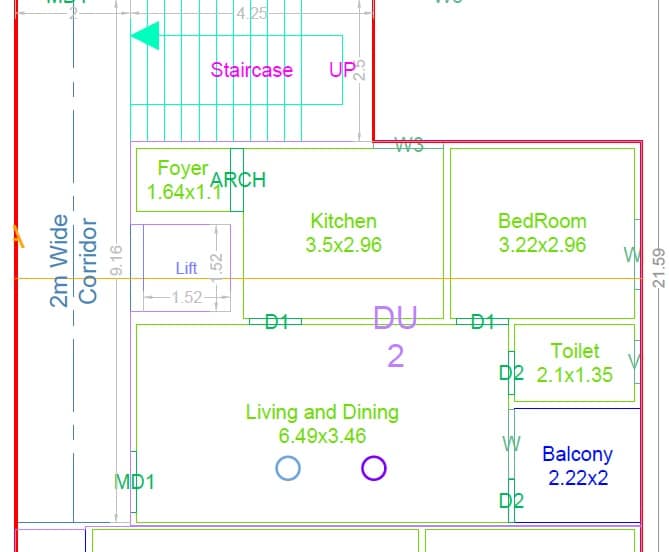 Floor plan of 1 BHK 609 Sq. Ft. Apartment in VS Sai Krupa Apartments, Hyderabad