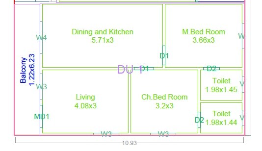 2 BHK 747 Sq. Ft. Apartment