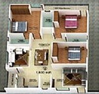 3 BHK 1600 Sq. Ft. Apartment