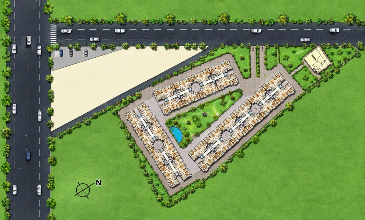 Shubham-Nariman-Enclave_an aerial view of a city with a train on the tracks