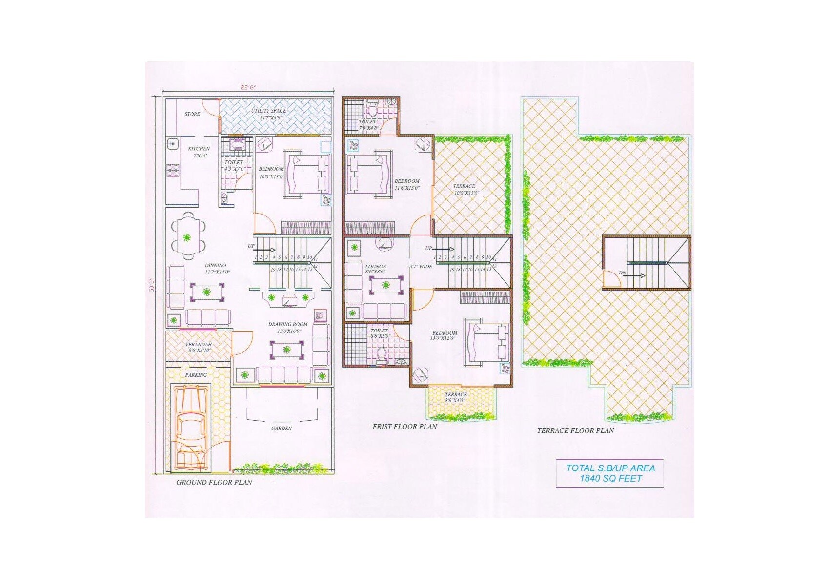 3 BHK 1840 Sq. Ft. Row House