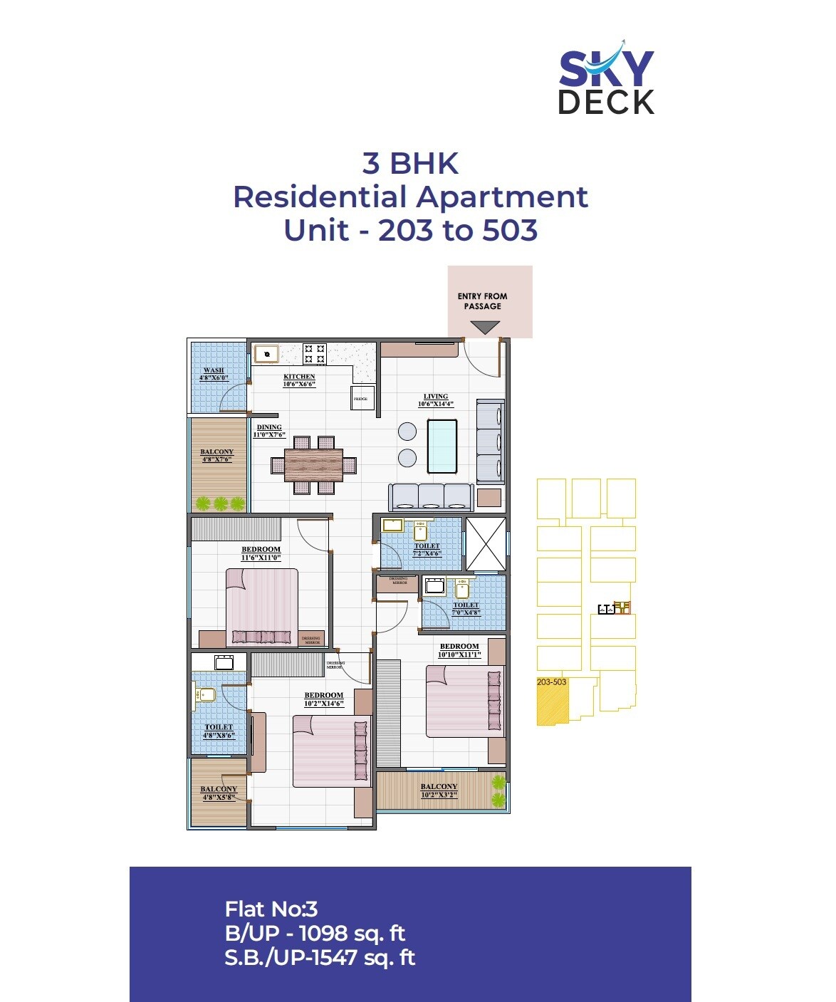 3 BHK 1547 Sq. Ft. Apartment