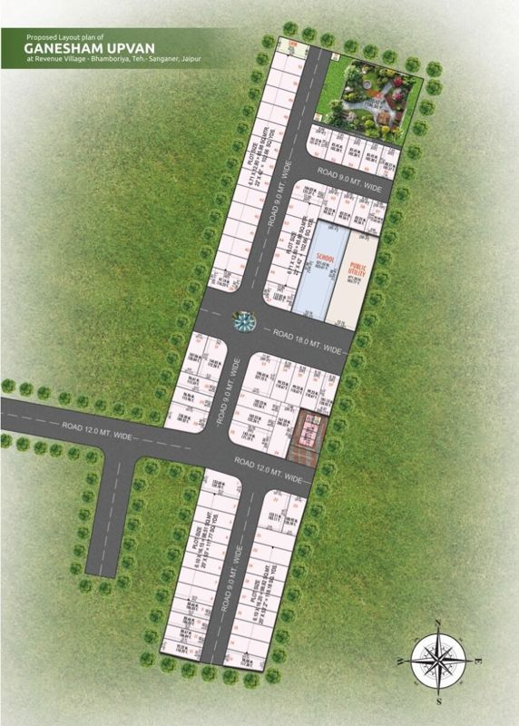 Rebanta-Ganesham-Upvan_an aerial view of a grassy area with buildings