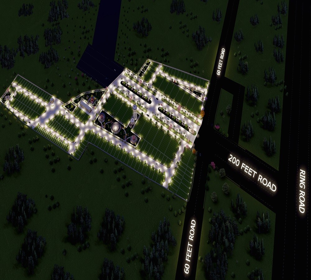 Riyasat-Sitarampura-Extension_an aerial view of a street sign with a sky background
