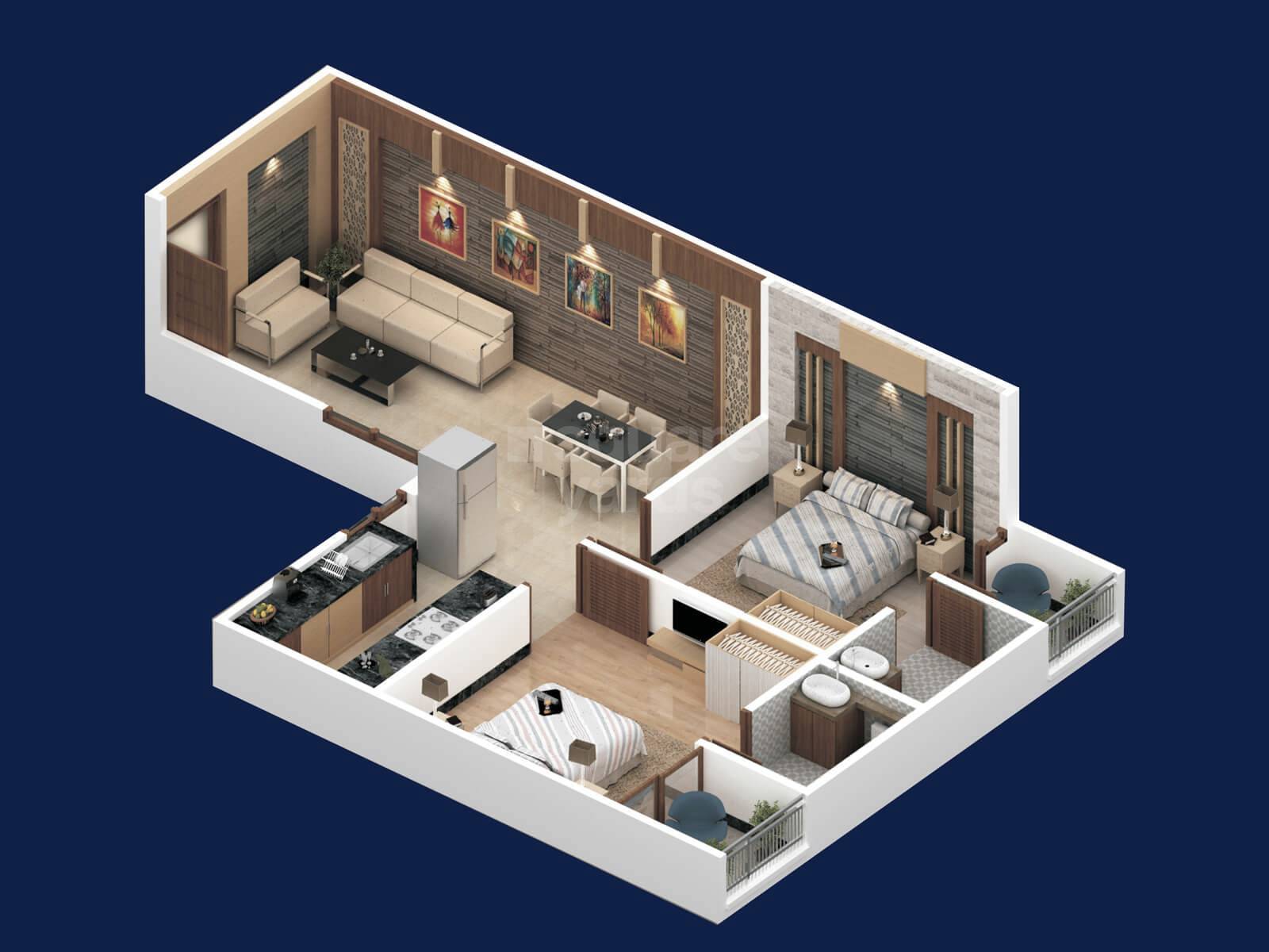 2 BHK 1010 Sq. Ft. Apartment