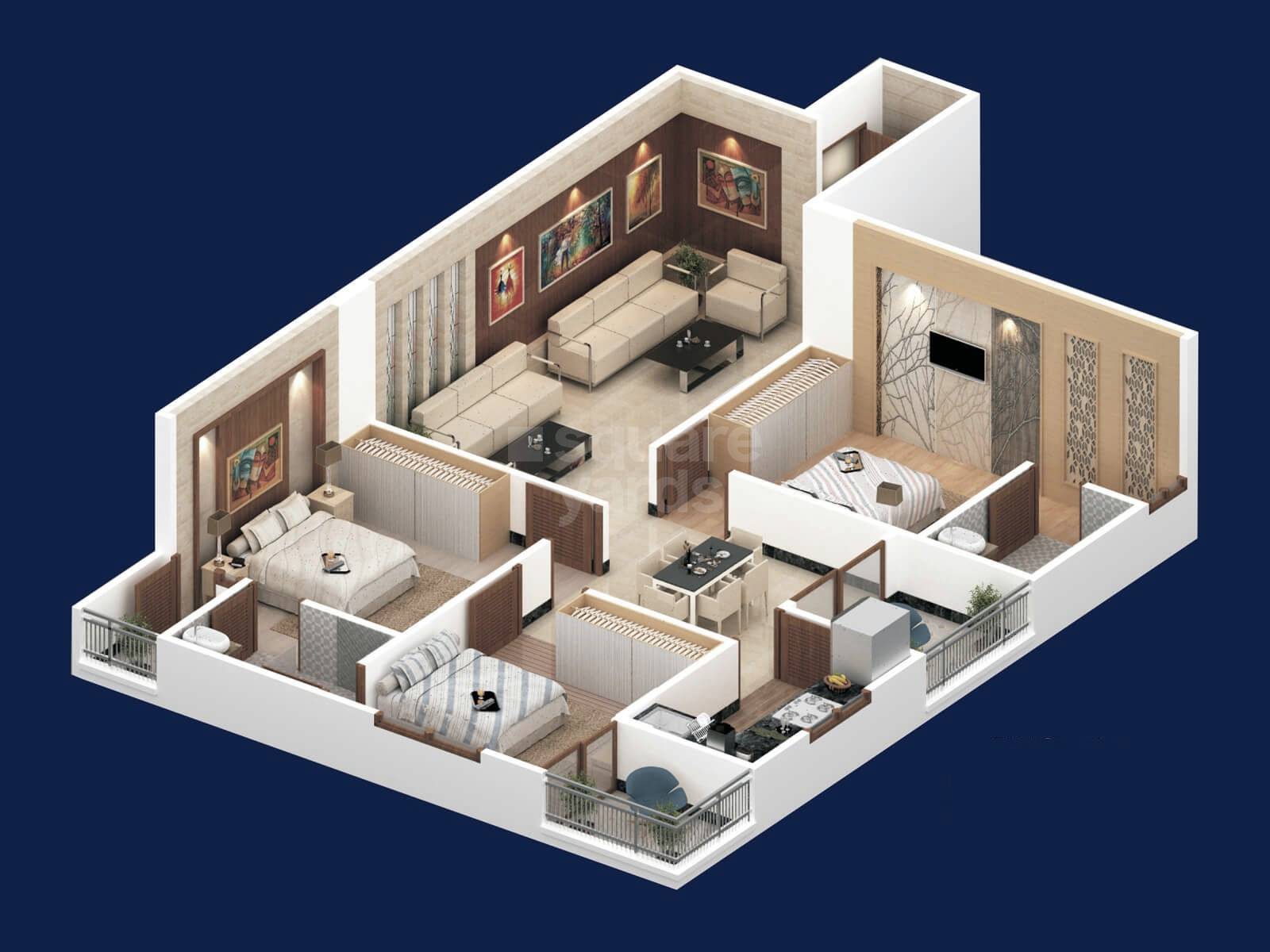 3 BHK 1397 Sq. Ft. Apartment