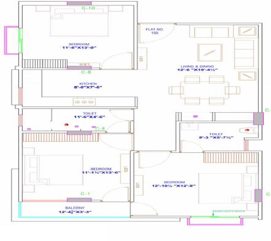 3 BHK 1550 Sq. Ft. Apartment