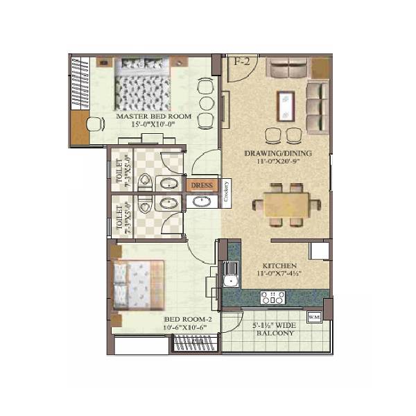 2 BHK 1303 Sq. Ft. Apartment