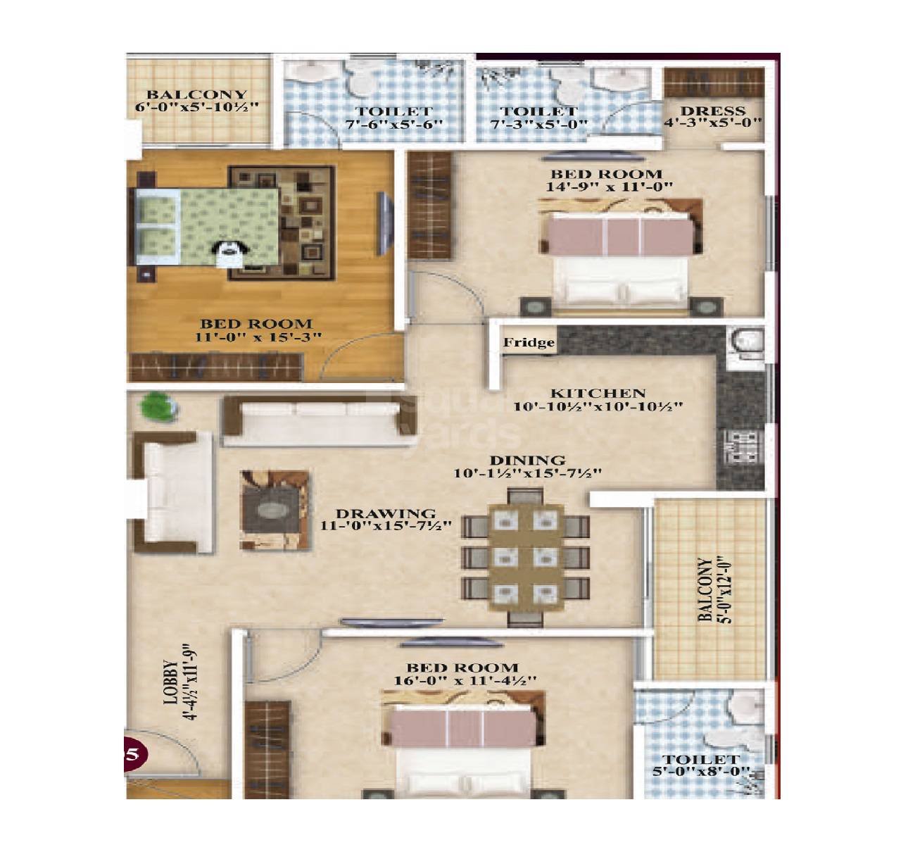 3 BHK 1271 Sq. Ft. Apartment