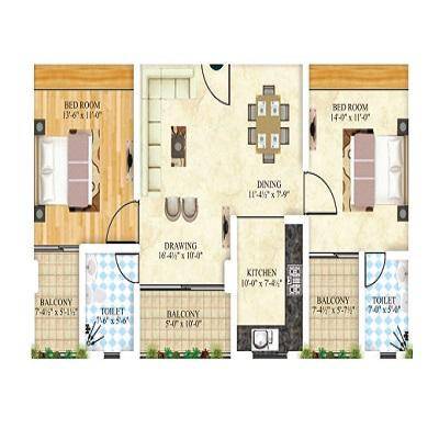 2 BHK 742 Sq. Ft. Apartment