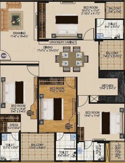 4 BHK 1519 Sq. Ft. Apartment