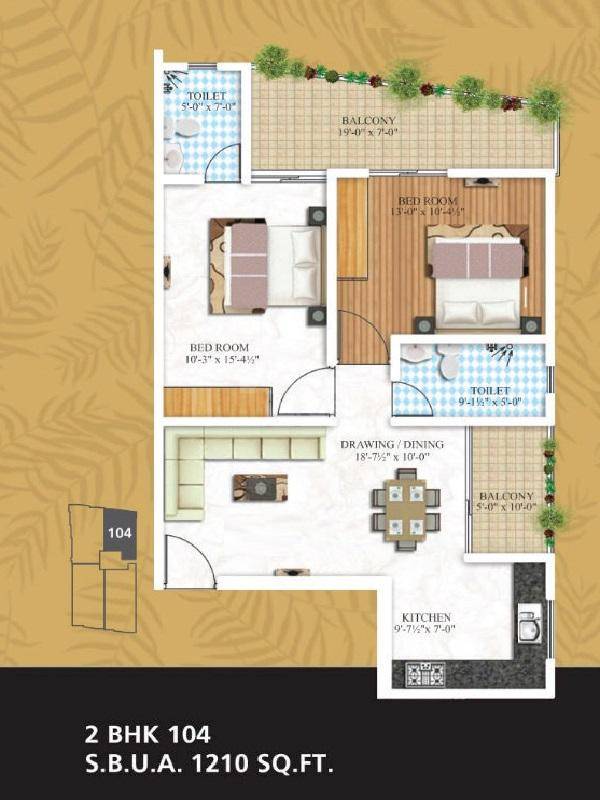 2 BHK 1210 Sq. Ft. Apartment