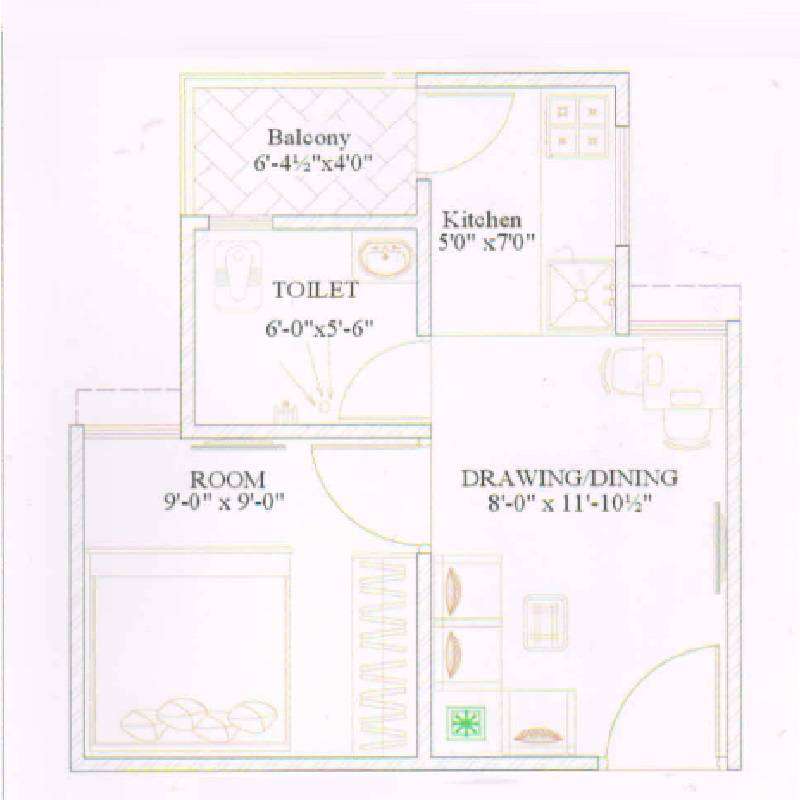 1 BHK 374 Sq. Ft. Apartment in Brijasha Saumya Valley