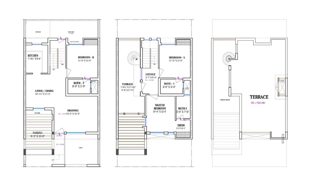Floor plan of 3 BHK 1162 Sq. Ft. Villa in Akshat Kanota Estates, Jaipur