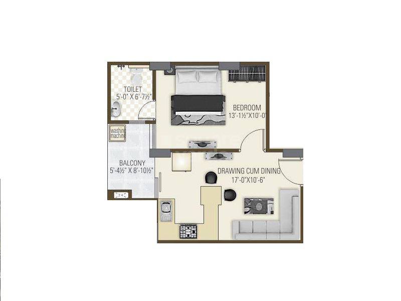 1 BHK 547 Sq. Ft. Apartment