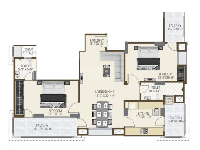 2 BHK 1319 Sq. Ft. Apartment