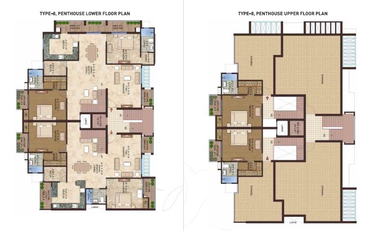 Floor plan of 4 BHK 2578 Sq. Ft. Penthouse in Anukampa Manglam Aananda, Jaipur