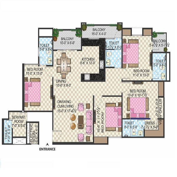 4 BHK 2180 Sq. Ft. Apartment