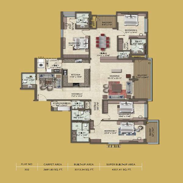 5 BHK 4351 Sq. Ft. Apartment