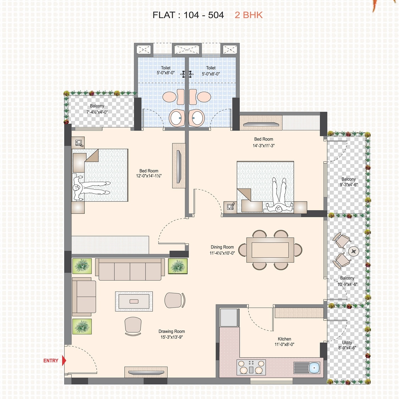 2 BHK 1402 Sq. Ft. Apartment