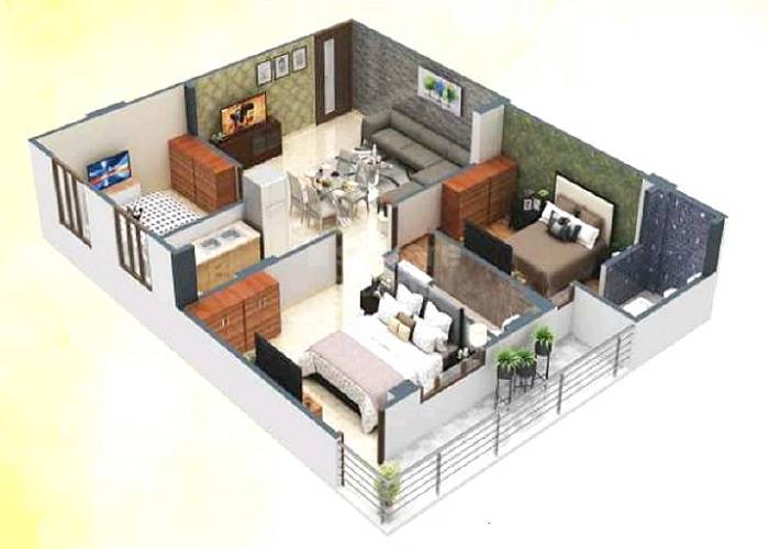 Floor plan of 3 BHK 1350 Sq. Ft. Apartment in ARGD Golden Valley Heights, Jaipur
