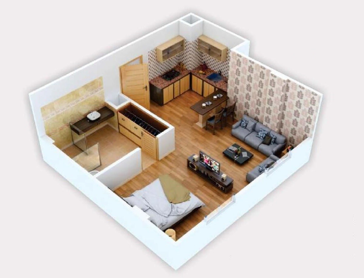 Floor plan of 1 BHK 405 Sq. Ft. Apartment in Arihant Stareef Suites 88, Jaipur