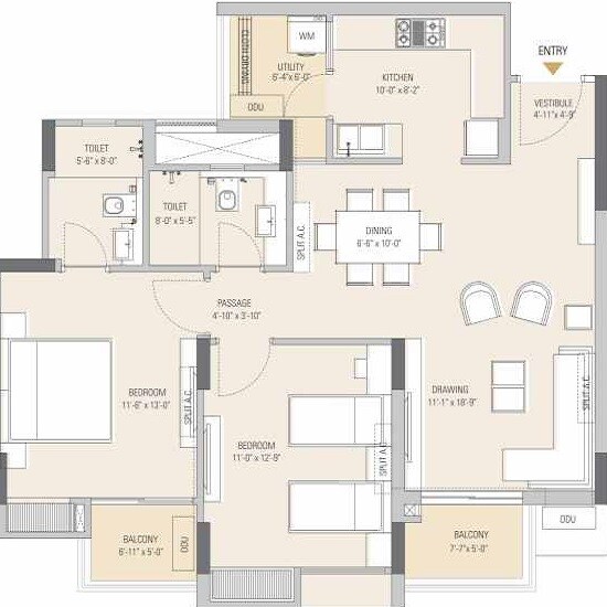 2 BHK 1026 Sq. Ft. Apartment