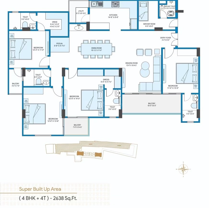 4 BHK 2638 Sq. Ft. Apartment