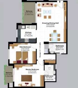 ashiana amantran phase 2 apartment 2 bhk 843sqft 20203303113303