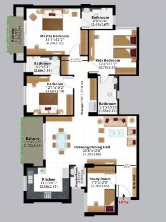 3 BHK 1276 Sq. Ft. Apartment