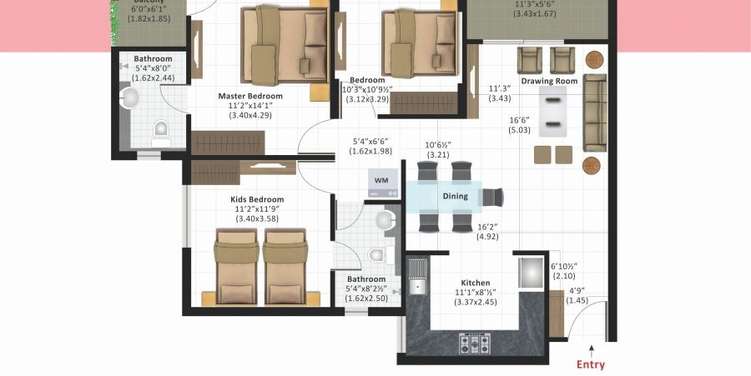 ashiana daksh phase 1 apartment 3 bhk 912sqft 20203711183744