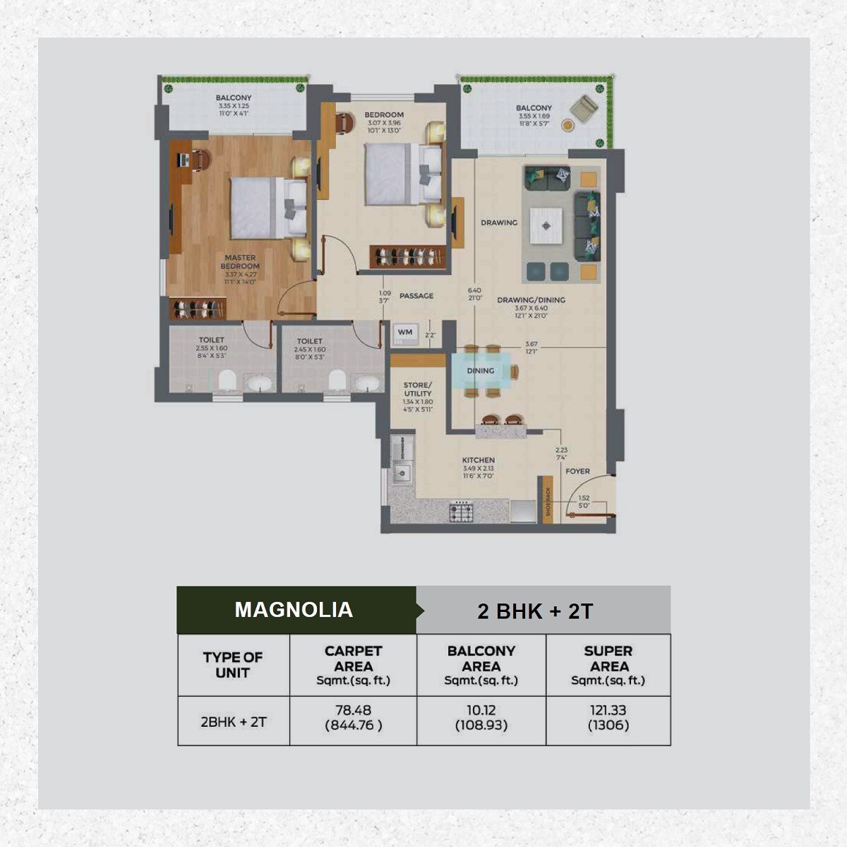 2 BHK 1306 Sq. Ft. Apartment