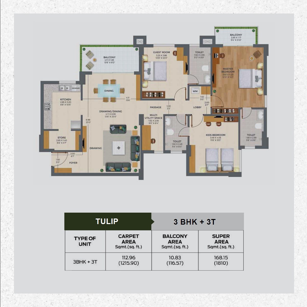 3 BHK 1810 Sq. Ft. Apartment