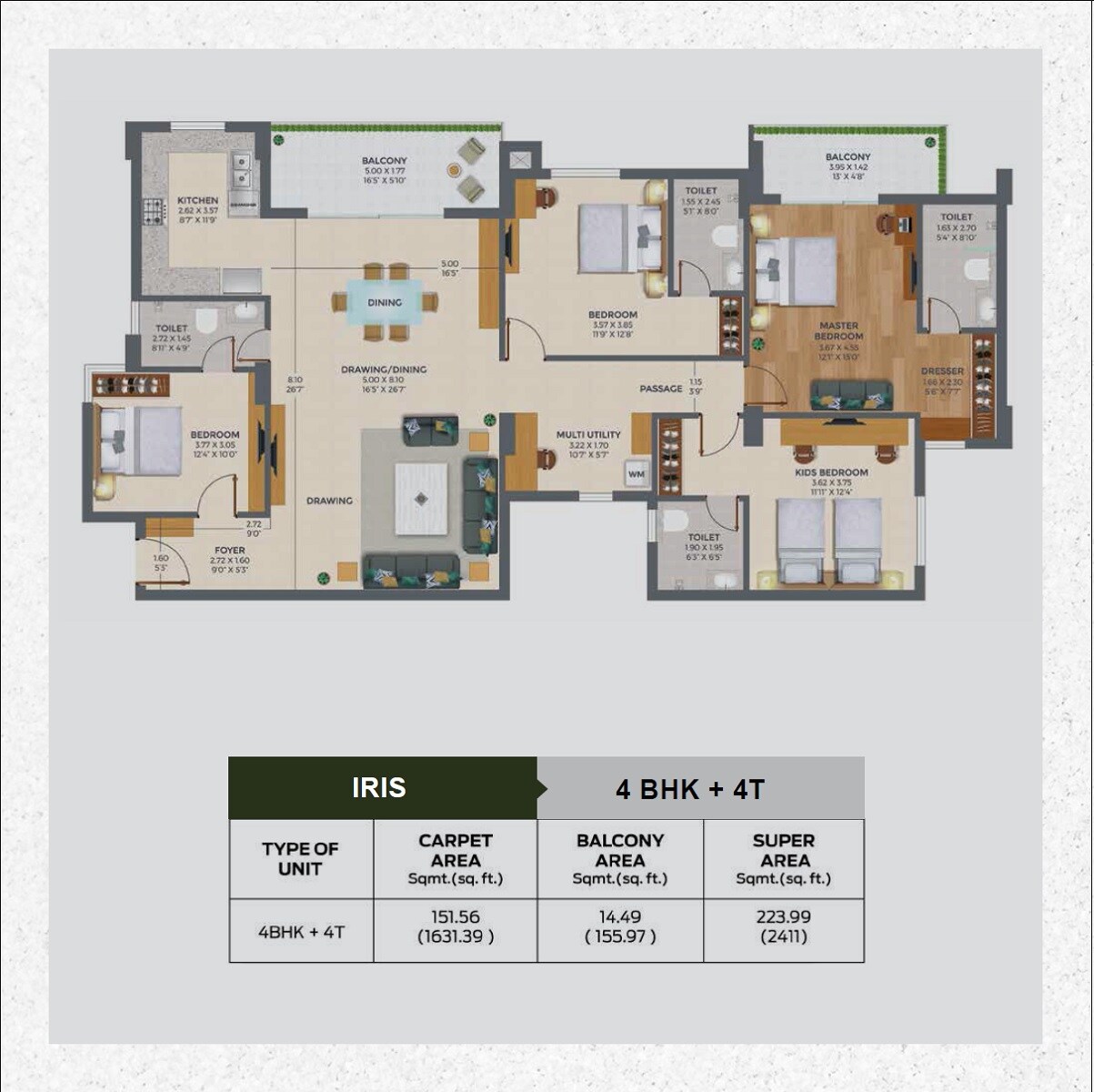 4 BHK 2411 Sq. Ft. Apartment