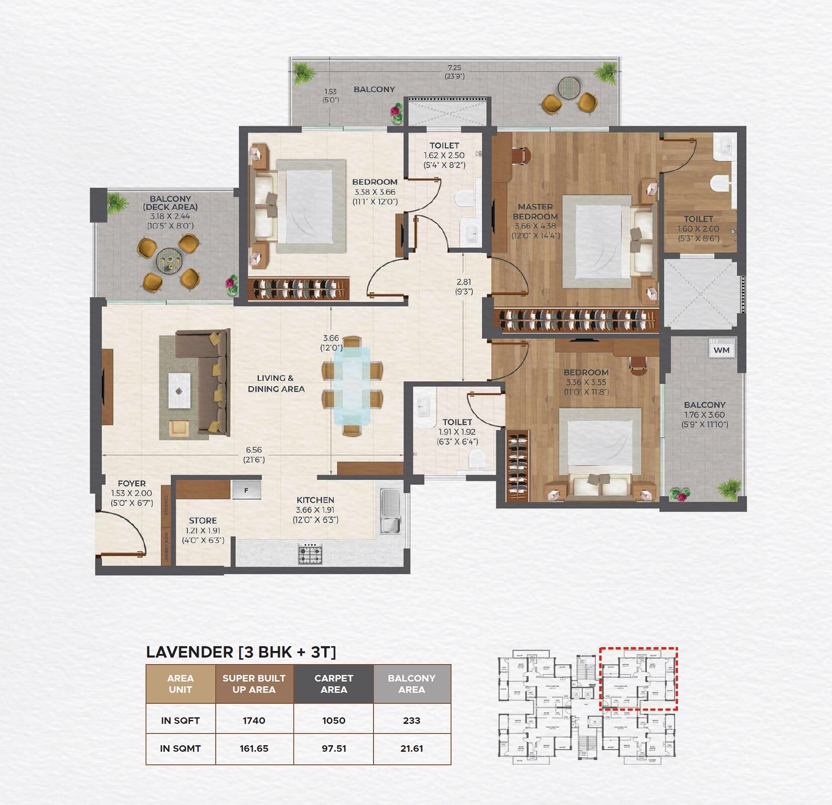 3 BHK 1740 Sq. Ft. Apartment