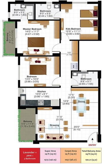  3 BHK Apartment at Ashiana Umang, Jhai – for Sale